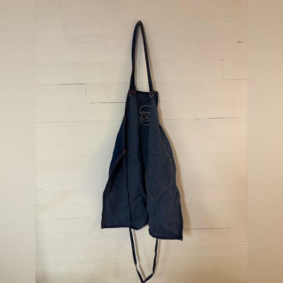 Vintage Handmade Denim Apron Cheeseburger Patch Retro Kitchen BBQ - Picture 4 of 5